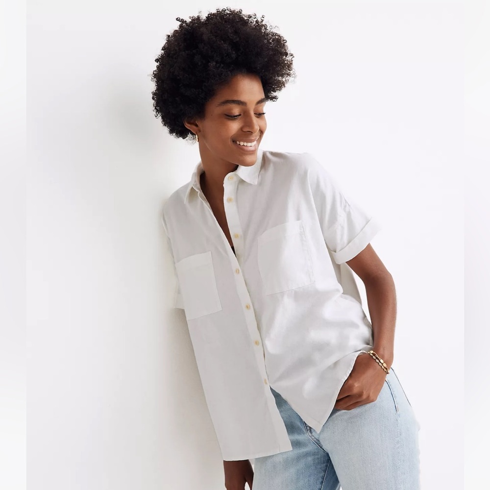 Madewell White Cotton Courier Shirt